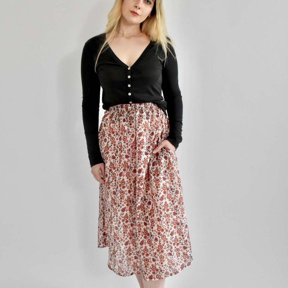Altar Houseline Eva Midi Skirt - Floral Paprika